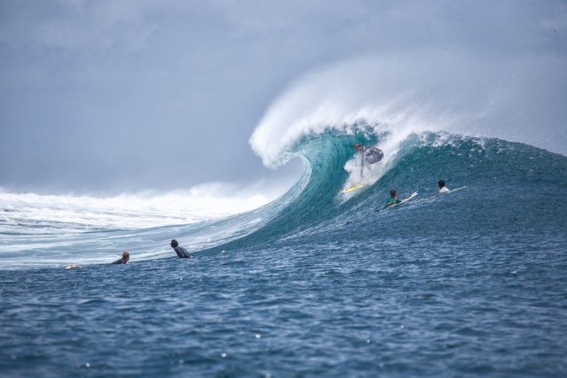 Surfer riding a wave